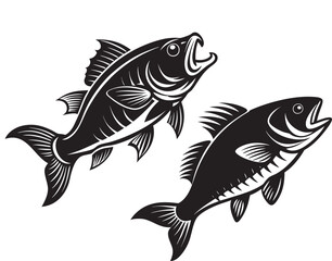 Various Fish silhouette vector art illustration file .