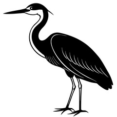 Obraz premium heron bird black silhouette vector with white background. Wild animal vector