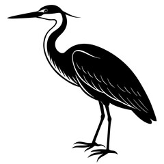 Obraz premium heron bird black silhouette vector with white background. Wild animal vector