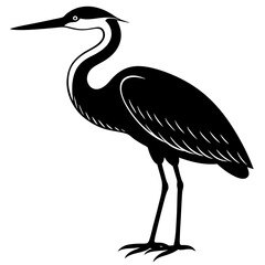 Obraz premium heron bird black silhouette vector with white background. Wild animal vector