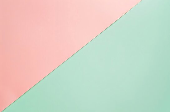 Pastel pink and mint green diagonal split background.