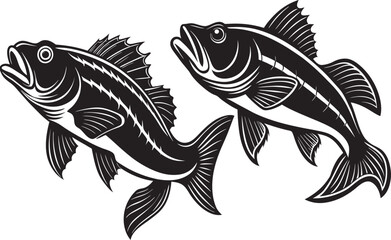 Various Fish silhouette vector art illustration file .