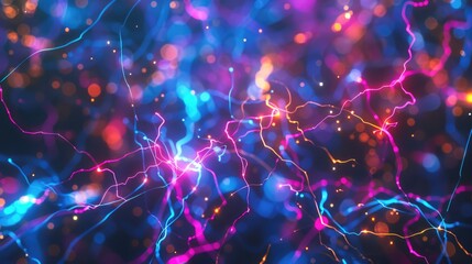 Vibrant multicolored neural network with electric pulses Be Electrific Day