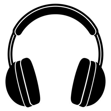 recommend clip art: headphone black silhouette vector with white background. Electronic device,  gadgets vector 