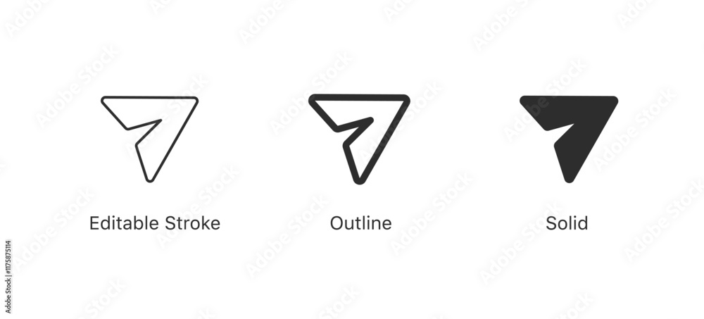 Poster Share icon set. Arrow symbol, Reply send forward icons button. Send message icon. EDITABLE STROKE ICON. outline and filled web icons vector sign