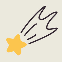 Falling star vector icon. Shooting star sign