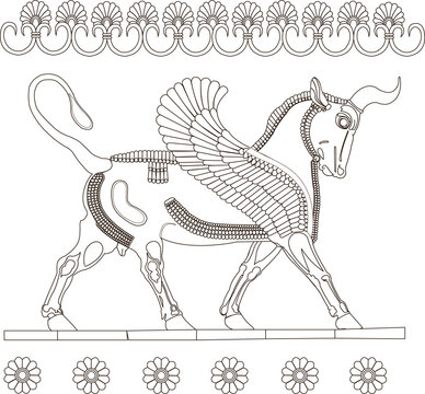 The Winged Bull - Babylonian god Adad, god of thunder. Palace of King Darius in Sousse