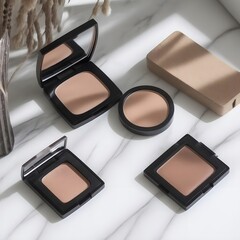 Serene Beauty Makeup Compact on White Marble for a Relaxing Aura