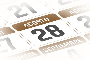28 de Agosto ilustracion del dia calendario Espanol