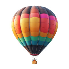 Obraz premium Colorful hot air balloon rises against a transparent background, showcasing vibrant patterns and inviting adventure during a serene flight, Colorful Hot Air Balloon on transparent background