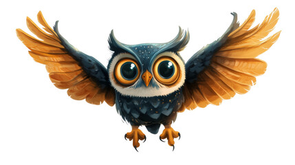 Cartoon owl character, isolated on transparent background