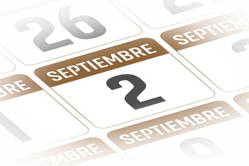 2 de Septiembre ilustracion del dia calendario Espanol