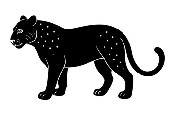  jaguar black silhouette vector with white background. Wild animal vector