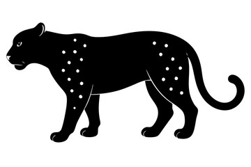  jaguar black silhouette vector with white background. Wild animal vector