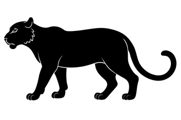  jaguar black silhouette vector with white background. Wild animal vector