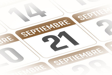 21 de Septiembre ilustracion del dia calendario Espanol