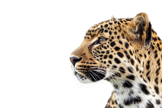 Majestic Leopard Staring into the Distance Isolated on Transparent Background
