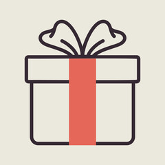 Christmas gift with ribbon and bow vector icon