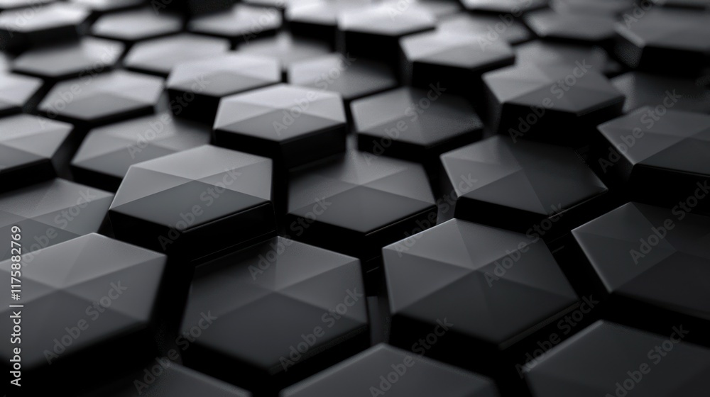Wall mural abstract black hexagonal pattern background