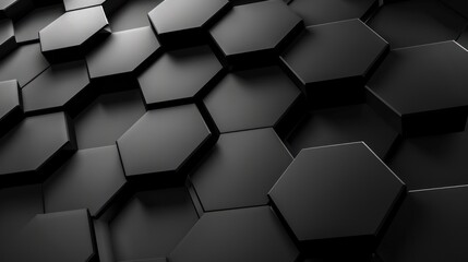 Naklejka premium Abstract Black Hexagonal Structure: A Dark and Modern Background