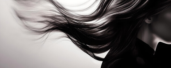 Fototapeta premium Dramatic flowing black hair close-up 