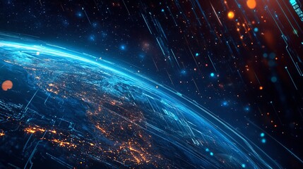 Obraz premium visual world technology comunnication and information on the earth