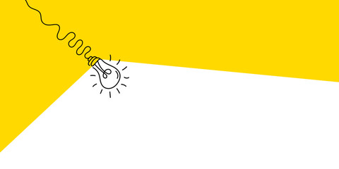 Electric hanging lamp in doodle style. FAQ. Business loading concept. Creative light bulb icon or sign ideas. Vector illustration.