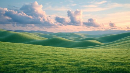 Obraz premium Rolling Green Hills at Sunset