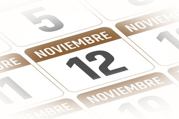 12 de Noviembre ilustracion del dia calendario Espanol
