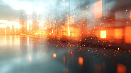 Fototapeta premium White futuristic background featuring a soft glow with backlight creating a serene atmosphere blank caption space on the side blurred effect suggests minimalism modernity innovation and calmness