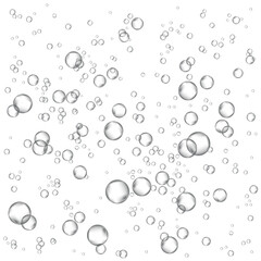 Oxygen air bubbles  flow  in water on white  background.