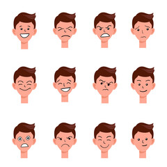 Portraits of man. Boy Avatar.  Male emotions.