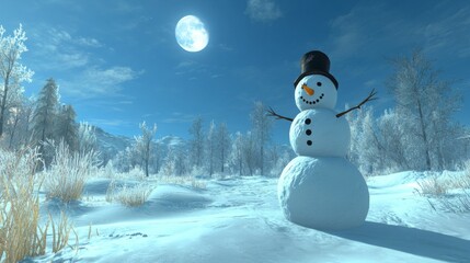 Fototapeta premium Winter Wonderland Scene with Snowman