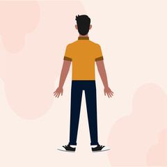 A Black Guy Male Standing Back View Flat Character