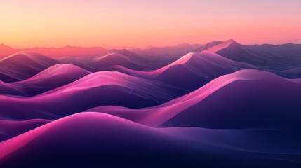 Surreal Sunset Over Abstract Mountains