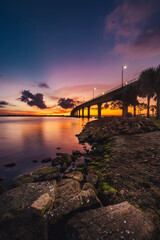 Sunset over the Indian River from Stuart Causeway in Stuart, Florida