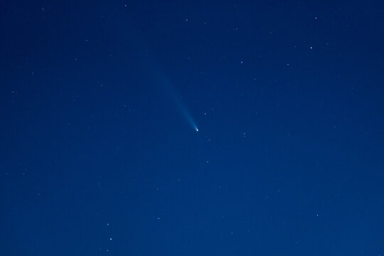 Closeup Of The Tsuchinshan&ndash;ATLAS (C2023-A3) Comet On The Blue Evening Sky