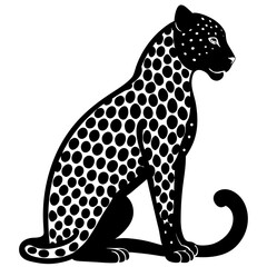  leopard black silhouette vector with white background. Wild animal vector