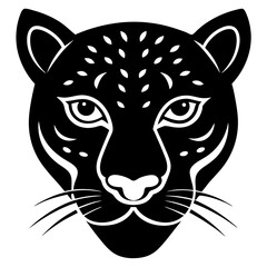 leopard head black silhouette vector with white background. Wild animal vector