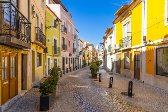 Colorful old houses Setubal Portugal