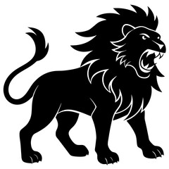 Lion black silhouette vector with white background. Wild animal vector