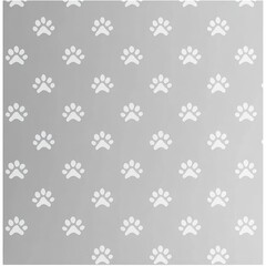 Fototapeta premium Seamless pattern of white paw prints on a gray background.