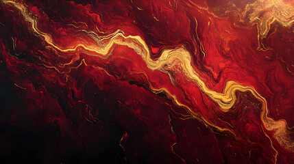 Obraz premium Molten Energy: Swirling Neon Trails of Fiery Red and Golden Hues in Motion