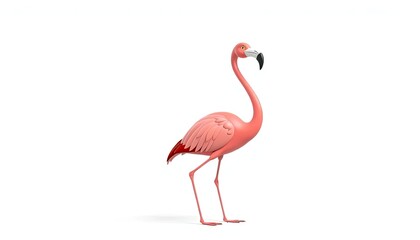 Fototapeta premium Pink flamingo, 3D model, studio, isolated, nature, animal, illustration