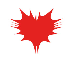 Red heart burst design. Vector love symbol with an abstract splash effect. Minimalistic illustration in modern flat style for romantic projects and Valentine's Day themes.