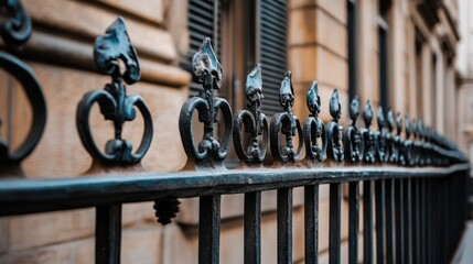 Intricately designed wrought iron railings adorn a historic New York brownstone, capturing the elegance and charm of classic urban architecture.