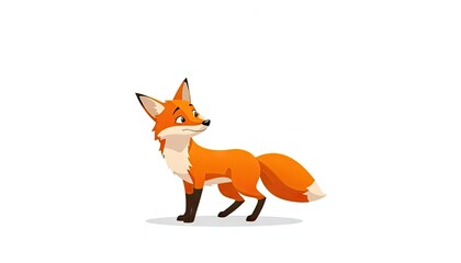 Obraz premium Curious fox looking right, white background, children's book illustration