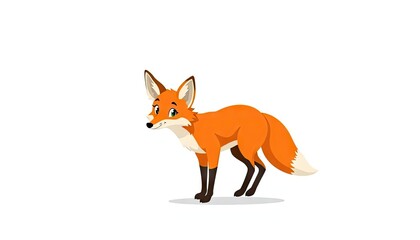 Obraz premium Cartoon fox standing, white background, wildlife illustration, children's book