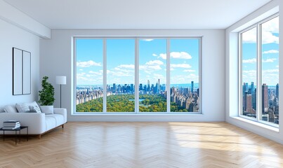 Obraz premium Designing a 3D rendered image of a modern luxury living room interior scene