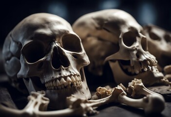 three awesome pile dark life skull still bone style.png morgue background